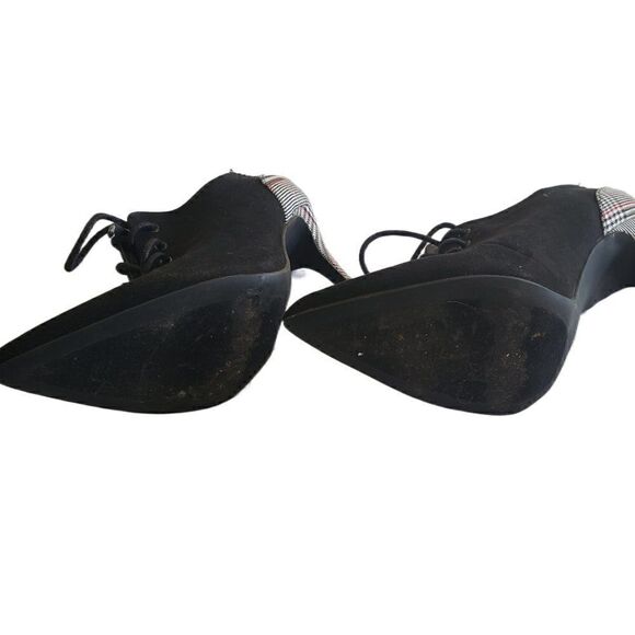 Just Fab Black & Flannel Print Heeled Ankle Boots - Picture 6 of 8